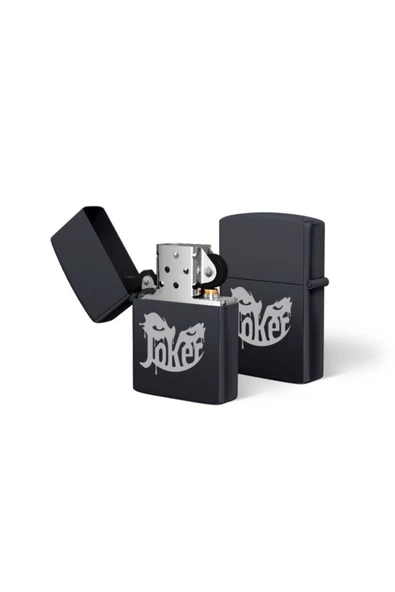 Siyah Joker Tasarımlı Benzinli Metal Çakmak Lazer Baskı ürün görseli 1