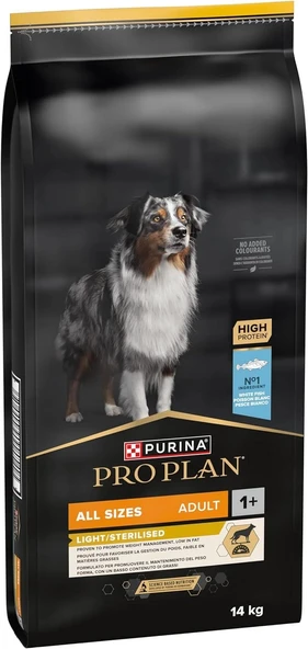 Pro Plan Light Sterilised Kısırlaştırılmış Balıklı Yetişkin Diyet Köpek Maması 14 kg ürün görseli 1
