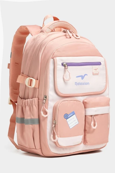 Relaxion Unisex Okul Sırt Gezi Kamp Günlük Öğrenci Sırt Okul Çantası 2469 PUDRA ürün görseli 1