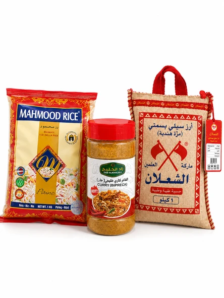 BASMATİ PİRİNÇ 900 GR + AL ŞALAN BASMATİ PİRİNÇ 1 KG + + Zad AlKhaleej Acılı Köri Baharatı 250 GR ürün görseli 1