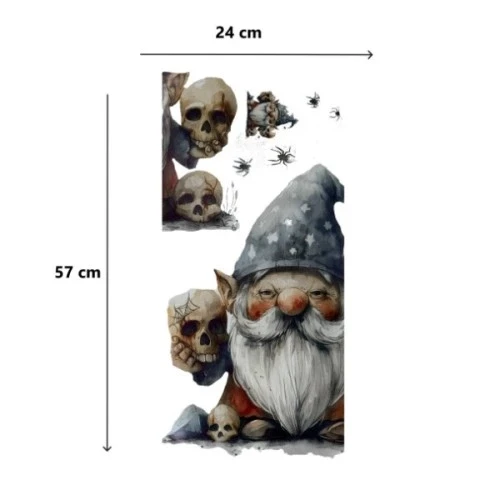 Gotik Cüce ve Kafatası Halloween Duvar Sticker Seti - Resim 4