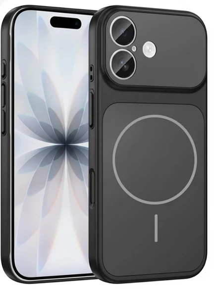 İPhone 16 Uyumlu İPhone 17 Görünümlü Magsafeli Kamera Kamera Lensli Kılıf Siyah ürün görseli 1