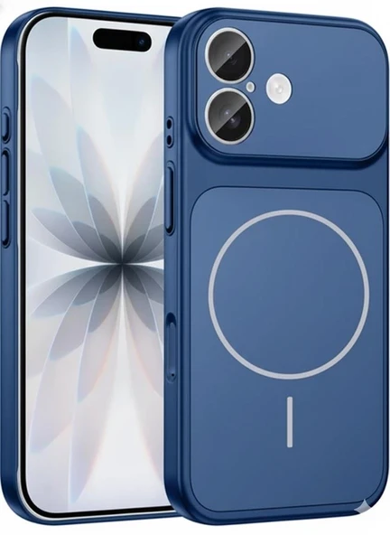İPhone 16 Uyumlu İPhone 17 Görünümlü Magsafeli Kamera Kamera Lensli Kılıf Mavi ürün görseli 1