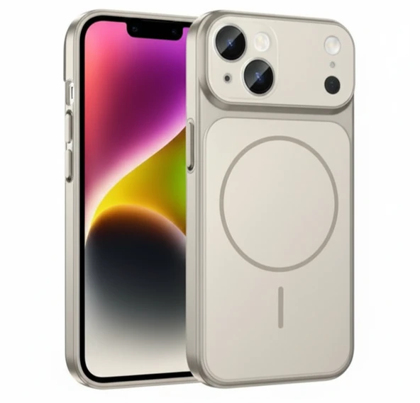 İPhone 15 Uyumlu İPhone 17 Görünümlü Magsafeli Kamera Kamera Lensli Kılıf Çöl ürün görseli 1