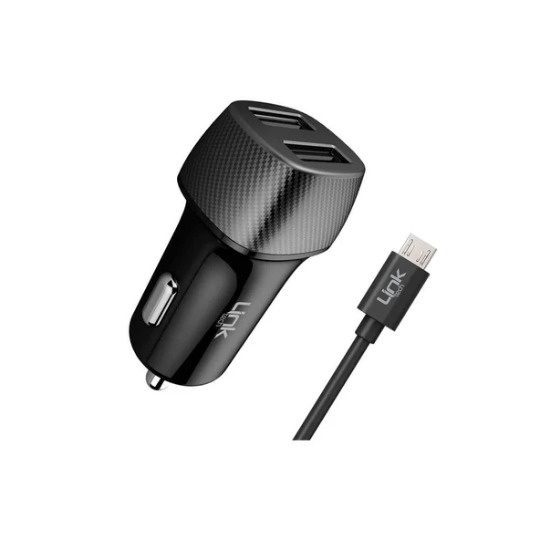 LinkTech C491 Safe Karbon Görünümlü Micro USB Kablolu 12W Araç Şarj Aleti ürün görseli 1