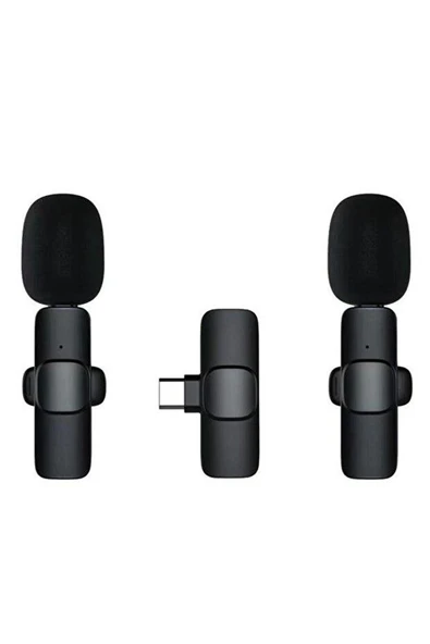 Kablosuz Yaka Mikrofonu Lightning 2'li Mini Mikrofon K9 ürün görseli 1