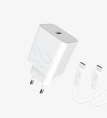 LİNKTECH T459e Strong Çevre Dostu USB-C – USB-C PD 25W Hızlı Şarj Aleti Beyaz ürün görseli 1