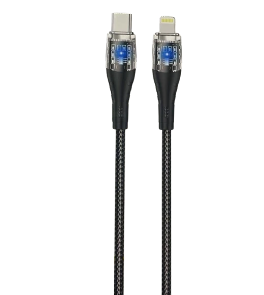 FERRO Reshurk RE-098 Type-c & Lightning Silikon Uclu Ledli 1000cm 30W Hızlı Data - Şarj Hasır Kablo ürün görseli 1