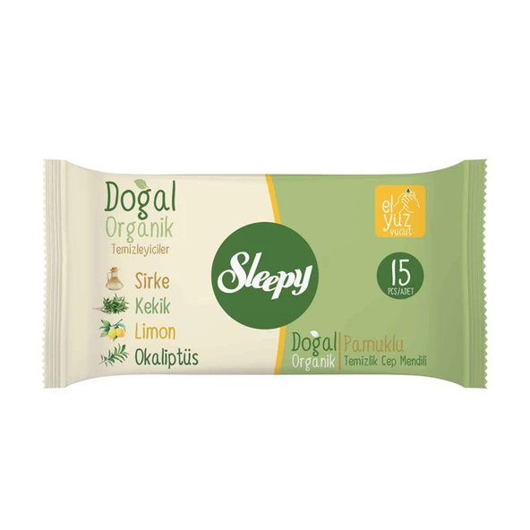ŞeyliŞeyler - Sleepy Doğal Organik Temizlik Cep Mendili 15 Yaprak - (1 Paket) ürün görseli 1