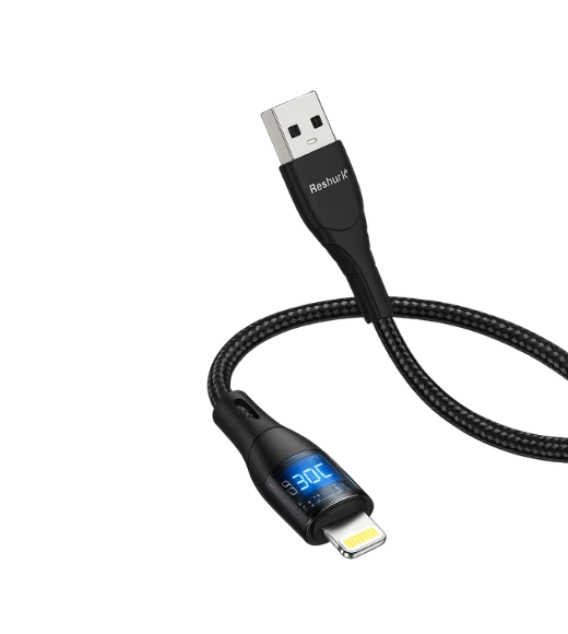 FERRO Reshurk RE-097 Usb-c & Lightning Metal Uclu Ledli 1000cm 3A Hızlı Data - Şarj Hasır Kablo ürün görseli 1