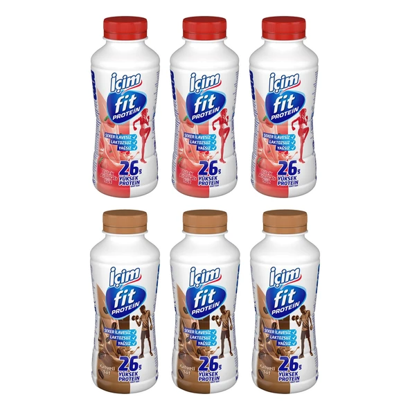 İçim Fit Protein Çilekli ve Kahveli Süt 400 ml 6 lı Karma Paket ürün görseli 1