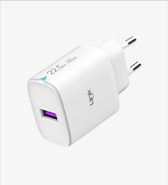 LinkTech C306 Safe Type-C Kablolu 22.5W Hızlı Şarj Adaptörü Beyaz ürün görseli 1