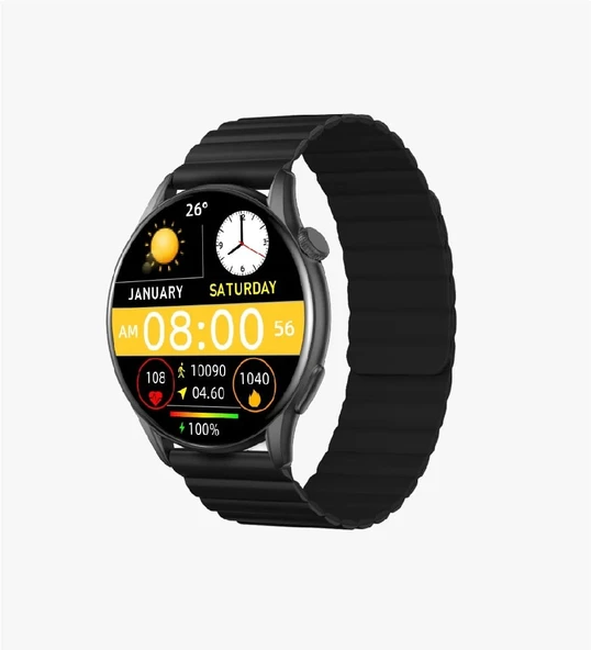 Linktech S104 Premium LT Watch 46mm Süper Amoled IP68 Suya Dayanıklı Akıllı Saat (SİYAH) ürün görseli 1