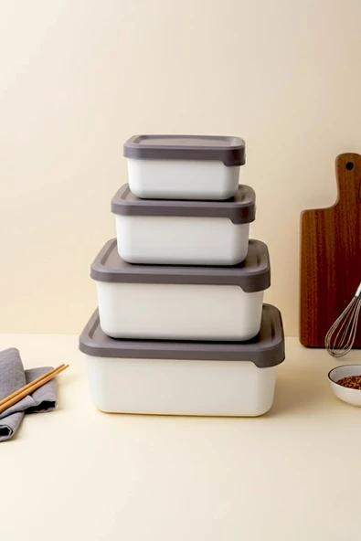 Kitchen Life 4’lü Dikdörtgen Saklama Kabı Seti (0,43ml-0,83ml-1.6L-2.6L) Mikrodalga ve Dondurucu Uyumlu ürün görseli 1