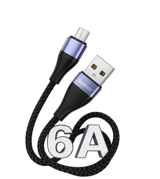 FERRO Reshurk RE-061 Usb-c & Micro Metal Uclu 1000cm 6A Hasır Data - Şarj Kablosu ürün görseli 1