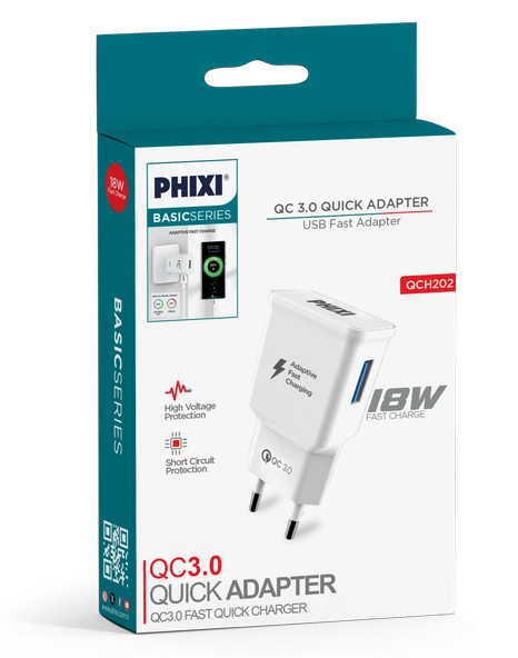 Phixi QCH202 Basic 12V / 3A Qualcomm 3.0 Hızlı Şarj Adaptörü - Resim 3