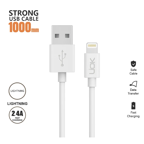 LinkTech K559 Strong 1m 2.4A Lightning Şarj Kablosu Beyaz ürün görseli 1