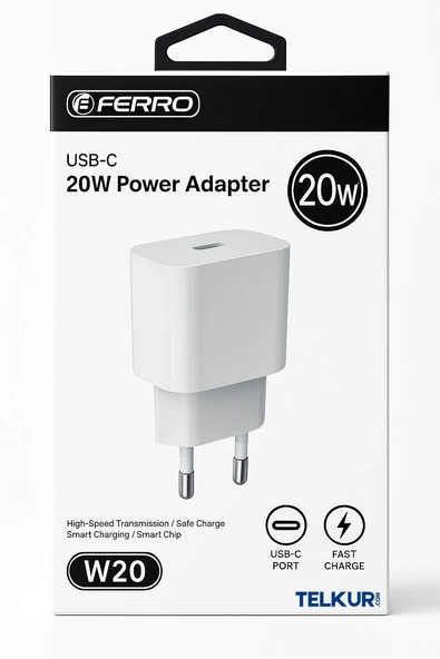FERRO W20 Apple IPhone Tüm Modeller İçin Uyumlu Hızlı Şarj Adaptör 20W ürün görseli 1