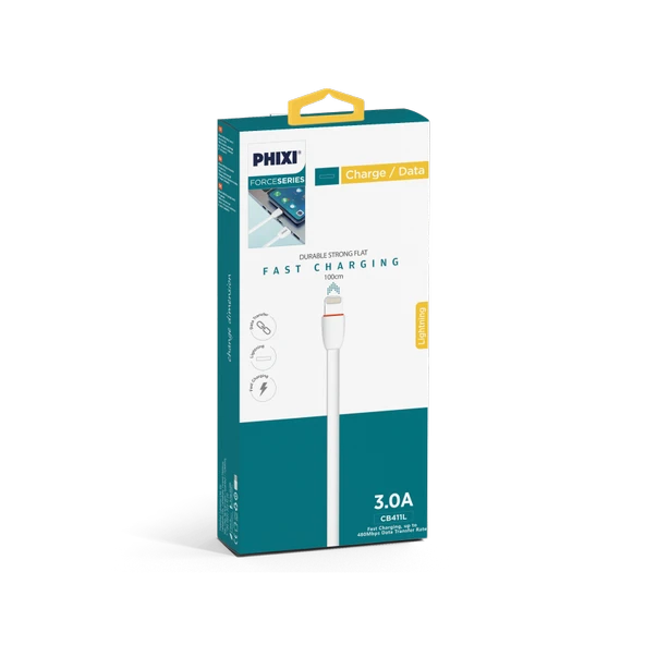 Phixi CB411L Force Yassı Kablolu 100 Cm Lightning Şarj ve Data Kablosu - Resim 2