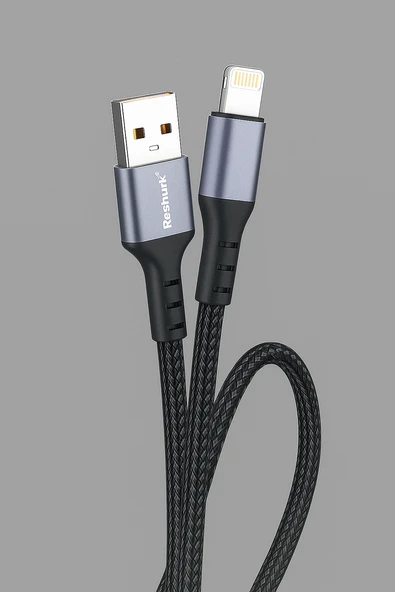 FERRO Reshurk RE-045 Usb-c & Lightning  Metal Uclu 1000cm 3,1A Hasır Data - Şarj Kablosu ürün görseli 1