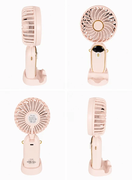 5 Kademeli Taşınabilir Mini Fan – Şarjlı, Sessiz USB Fan | Güçlü Hava Akışı, Uzun Kullanım Süresi (PEMBE) ürün görseli 1