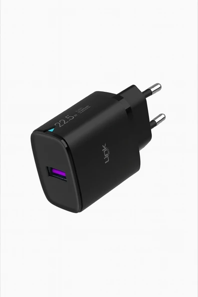 LinkTech C306 Safe Type-C Kablolu 22.5W Hızlı Şarj Adaptörü Siyah ürün görseli 1
