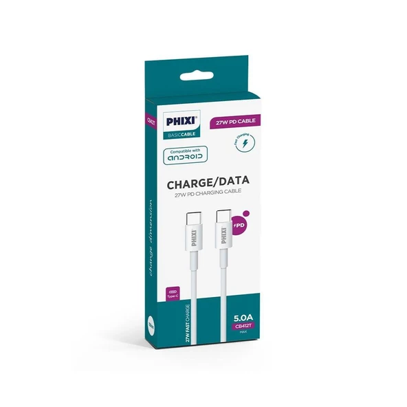 Phixi Basic CB412T Type-C to Type-C USB Şarj Kablosu ürün görseli 1
