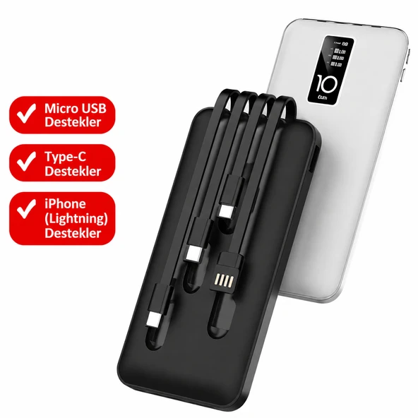 KP-17 10.000mAh Dijital Göstergeli Tüm Telefonlarla Uyumlu Powerbank ürün görseli 1