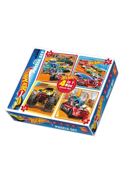 1895 Dıytoy 4ü1 Arada Puzzle Set - Hot Wheels / 24+35+54+70 Parça Puzzle ürün görseli 1