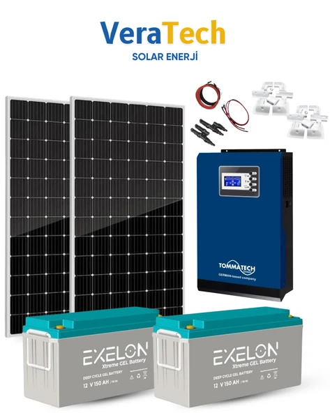 VeraTech Karavan Solar Enerji Paketi – 2x390W Güneş Paneli, 3kVA MPPT İnverter, 2x150Ah Jel Akü ürün görseli 1
