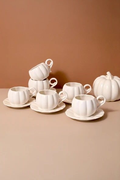 Kitchen Life Pumpkin Porselen 6'lı Kahve Fincanı Takımı ürün görseli 1