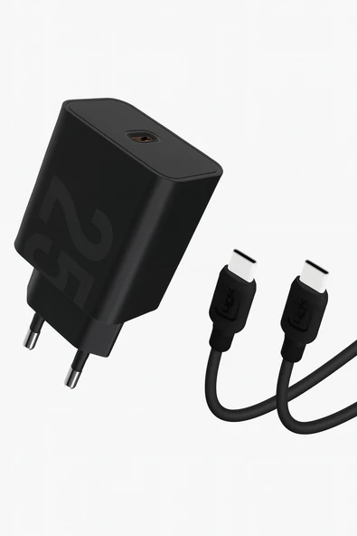 LİNKTECH T459e Strong Çevre Dostu USB-C – USB-C PD 25W Hızlı Şarj Aleti Siyah ürün görseli 1