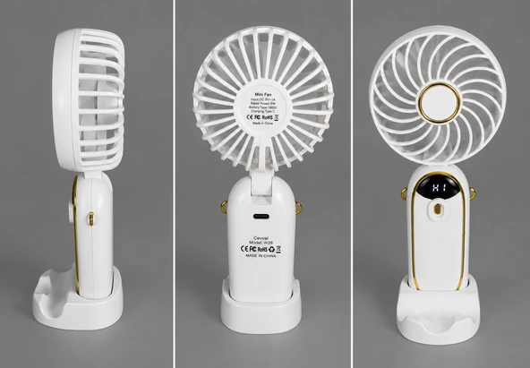 5 Kademeli Taşınabilir Mini Fan – Şarjlı, Sessiz USB Fan | Güçlü Hava Akışı, Uzun Kullanım Süresi (BEYAZ) ürün görseli 1