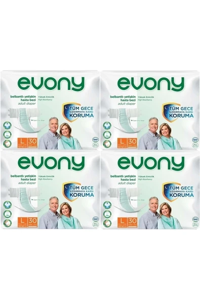 EVONY Hasta Bezi Yetişkin Bel Bantlı Tekstil Yüzey L-büyük Boy 120 Adet ürün görseli 1
