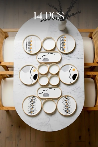 Kitchen Life Axial Stackable Kahvaltı Takımı - Lüx Kahvaltılık Sunum Seti Tabağı ürün görseli 1