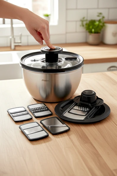 Kitchen Life Mien 11 Parça Profesyonelia Rendeli Karıştırma ve Salata Kurutucu Saklama Kabı Full Hazırlık Seti ürün görseli 1