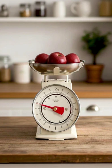 Kitchen Life 90’s Style Retro Analog Mutfak Terazisi 2 kg kapasiteli Mutfak Tartısı ürün görseli 1