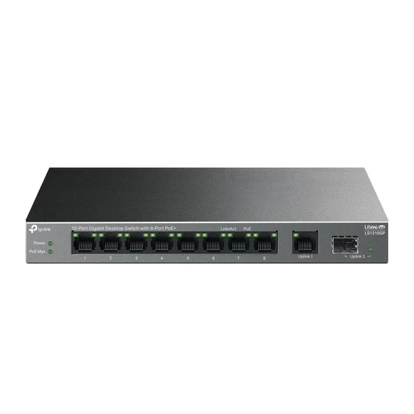 Tp-Link LS1210GP 8 Port Poe+ 10/100/1000 Mbps + 1 Port SFP Switch Metal Kasa ürün görseli 1