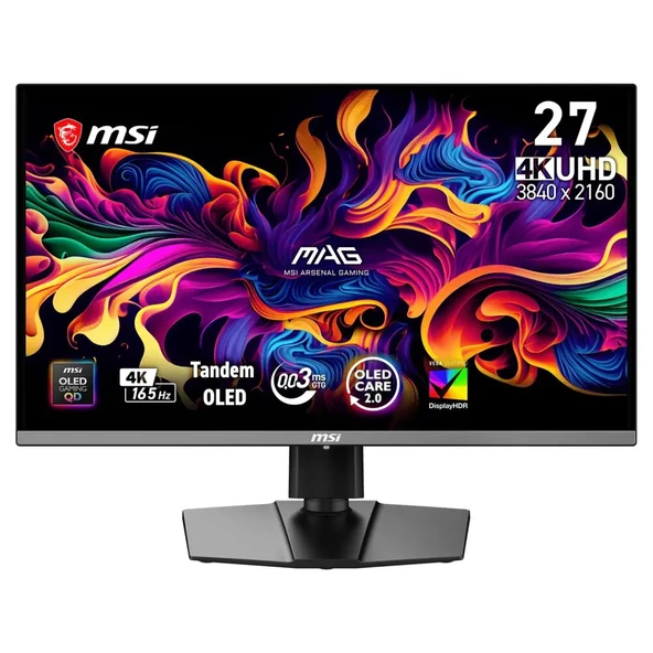 MSI MAG 272UP QD-OLED E16 27 3840x2160 4K UHD 165Hz 0.03 ms HDMI DP Type-C Vesa Display HDR True Black 400 G-Sync Compatible QD-OLED Gaming Monitör ürün görseli 1