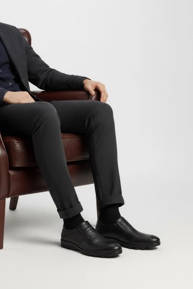 Fosco 3529 Erkek Hakiki Deri Sıcak Astar Bağcıksız Casual Ayakkabı ürün görseli 1
