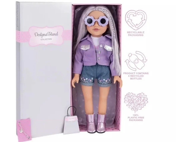 DesignaFriend Eliza Festival Bebeği 47 cm | İpeksi Saçlı ve Kıyafetli Özel Hediye Seti ürün görseli 1