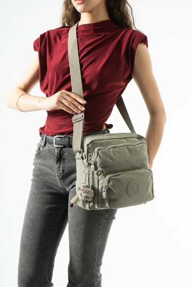 Ultra hafif, çok cepli , çok bölmeli Çapraz askılı Postacı çanta (spor, seyahat, gündelik ) Vizon Model: 571-6U ürün görseli 1
