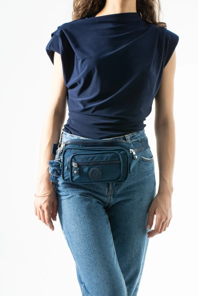 Unisex Çok Cepli, Su Geçirmez, Çapraz Askılı Bel Çantası (Freebag) Lacivert Model: 571-7J ürün görseli 1