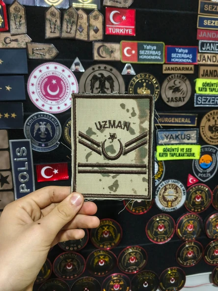 Çöl Desenli Jandarma Uzman Çavuş 2 Kademeli 12 cm x 9 cm Nakış Yeni Model ürün görseli 1
