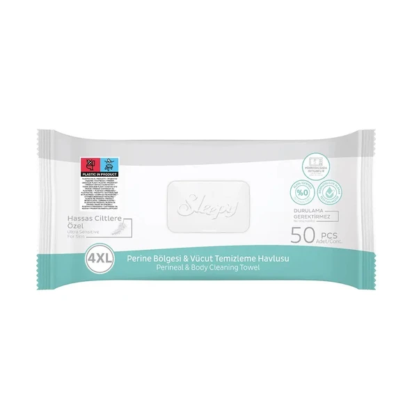 SLEEPY VÜCÜT TEMİZLEME MENDİLİ XL 50Lİ ürün görseli 1