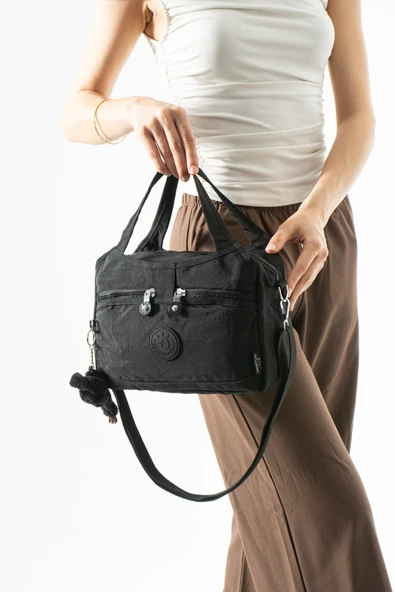 Ultra hafif, çok bölmeli Kol, Omuz El çantası  (spor, seyahat, gündelik) Siyah Model: 571-6Z ürün görseli 1