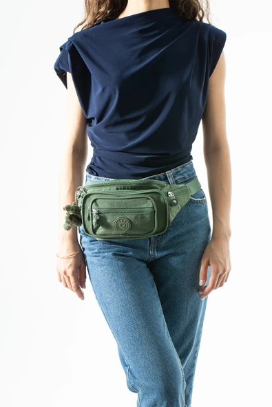 Unisex Çok Cepli, Su Geçirmez, Çapraz Askılı Bel Çantası (Freebag) Yeşil Model: 571-7J ürün görseli 1