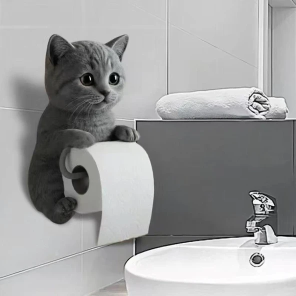 Kedi Tasarımlı Tuvalet Kağıtlığı ürün görseli 1