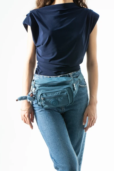 Unisex Çok Cepli, Su Geçirmez, Çapraz Askılı Bel Çantası (Freebag) Mavi Model: 571-7J ürün görseli 1