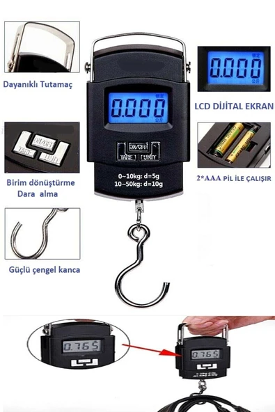 Elektronik Dijital El Kantarı 50 Kg Terazi Tartı 10 Gr Hassasiyet ürün görseli 1